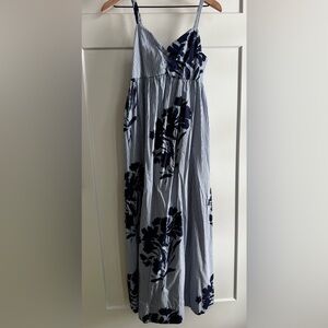 Abercrombie Navy and White Striped maxi dress